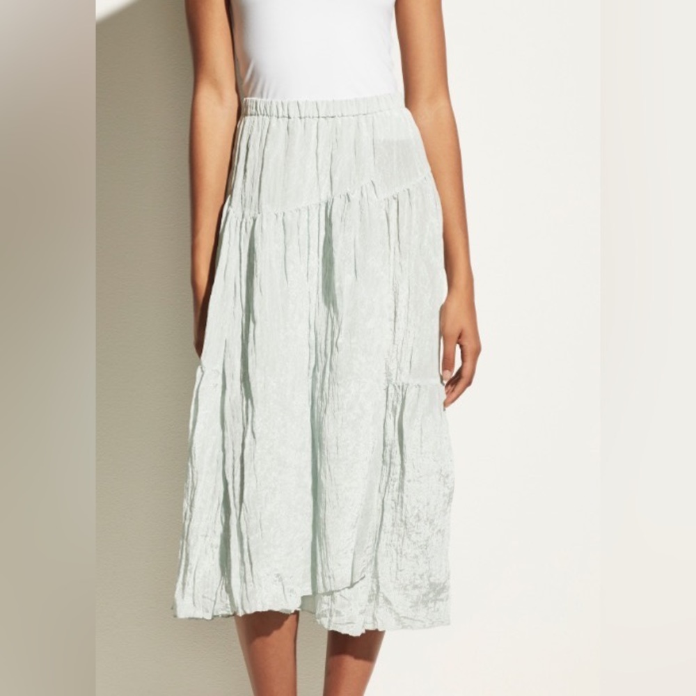 VINCE tiered asymmetrical midi skirt